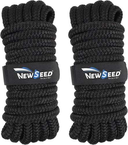 MALZE-NEWSEED Líneas de Amarre Paquete de 2 de 5/8" x 25' Cuerda de Barco de Nailon Trenzado Doble con Ojales de 15", Líneas de Amarre de Grado