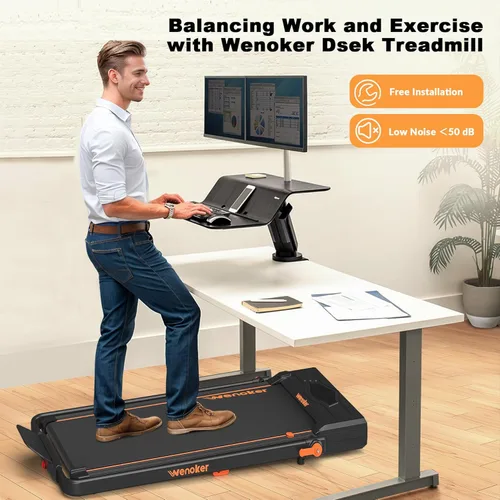 Miniatura 7 de WENOKER Caminadora portátil para oficina en casa, máquina de correr compacta y silenciosa, con control remoto y pantalla LED, sin instalación