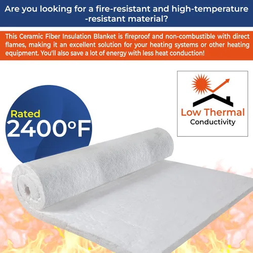 Miniatura 3 de SIMOND STORE Manta aislante de fibra de cerámica, densidad 4# 2400F, 1 "x 12" x 24 pulgadas, aislamiento ignífugo para chimenea, forja, horno