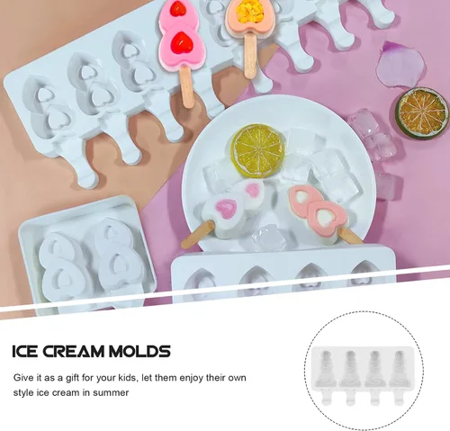 Miniatura 6 de Moldes para paletas de hielo para árbol de Navidad, bandejas reutilizables de 4 ranuras para paletas de hielo con moldeador de fácil liberación