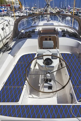 Miniatura 5 de Suelo de Barco de Espuma EVA Cubierta Marina Antideslizante Autoadhesivo para Lancha Motora Barco de Pesca RV Yate Kayak Piscina gris oscuro y azul.