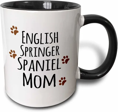 3dRose English Springer Spaniel Dog Mom - Taza de 11 onzas, color negro