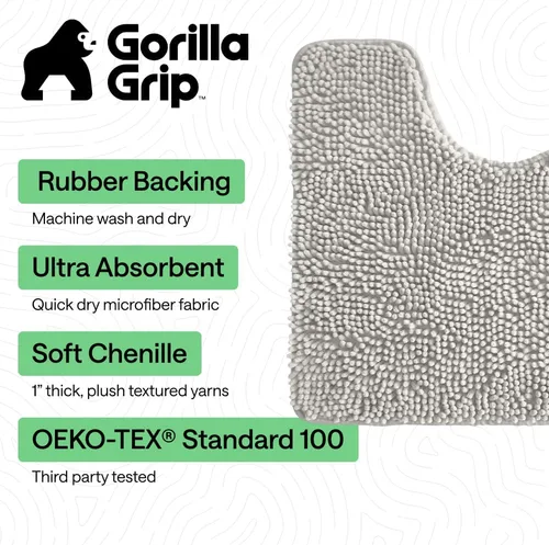 Miniatura 3 de GORILLA GRIP - Juegos de alfombras de baño, juego de 2 alfombras de área de chenilla suave, alfombra base para inodoro y alfombra de 30 x 20