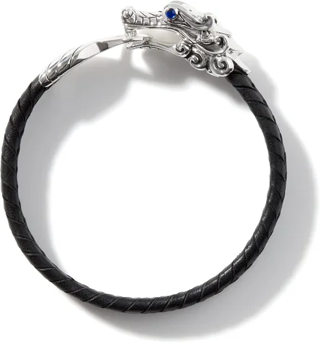 Miniatura 4 de John Hardy - Pulsera de plata de ley "Legends Naga" y 0.394in de cuero negro trenzado