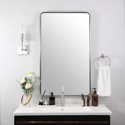 Miniatura 63 de ANDY STAR Espejo de baño negro de 24 x 30 pulgadas, espejos de tocador de baño negros para pared, espejo rectangular redondeado para fregadero