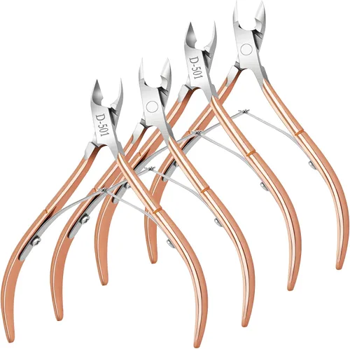 Miniatura 11 de Paquete de 4 pinzas de cutículas, recortadora de cutículas de acero inoxidable de alta calidad para manicura y pedicura en el hogar, spa/salón