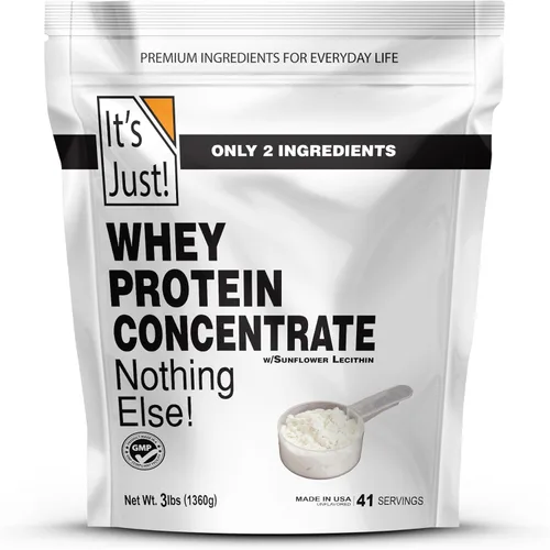 Miniatura 15 de It's Just! - Concentrado de proteína de suero 100%, fabricado en Estados Unidos, WPC-80 premium, sin sabores añadidos ni edulcorantes artificiales