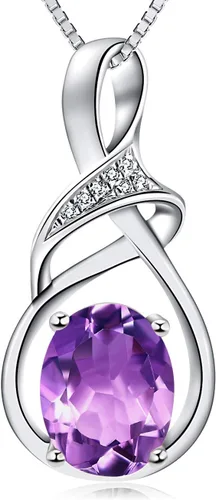 Miniatura 8 de Joyería fina con piedra natal para mujer, piedra preciosa natural, topacio amatista, ópalo, granate, peridoto y citrino, plata de ley, collar