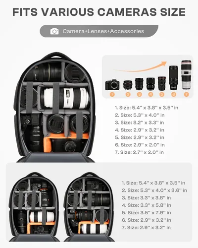 Miniatura 2 de Mochila para cámara, bolsa para cámara DSLR SLR para fotógrafos compatible con Sony/Canon/Nikon/DJI Mavic Drone, cubierta impermeable para lluvia