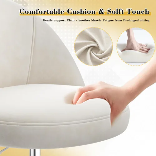 Miniatura 5 de EnHomee Silla de tocador con ruedas, silla de oficina pequeña con respaldo, bonita silla de escritorio sin brazos para sala de maquillaje, oficina