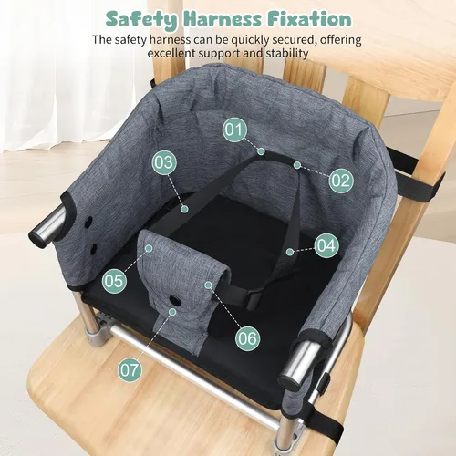 Miniatura 6 de Asiento elevador para mesa de comedor, silla elevadora portátil 3 en 1 con hebilla de seguridad, asiento de alimentación de bebé ajustable y Rojo