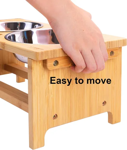 Miniatura 3 de HTB Cuencos elevados para perros, soporte elevado para perros con 2 cuencos de acero inoxidable, cuencos elevados para perros grandes, medianos
