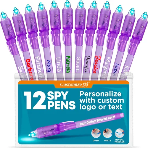 Miniatura 21 de Paquete de marcadores de tinta invisible que desaparecen personalizados, escritor de mensajes secretos personalizados con luz UV, diversión