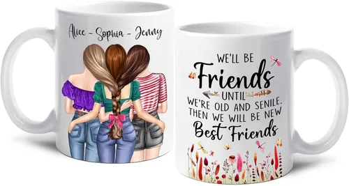 Taza de café personalizada con texto en inglés "We Be Friends Untill Are Old Mug", taza de café de la amistad para los mejores amigos, taza de la
