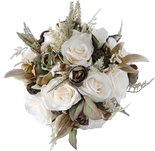 Miniatura 7 de MOJUN Juego de ramo de dama de honor, ramillete de muñeca, para novio, flores de boda de rosas artificiales para ceremonia de boda, aniversario