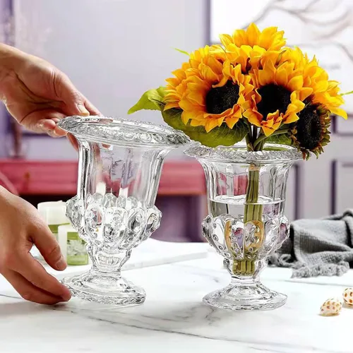 Miniatura 5 de Jarrón de cristal transparente para decoración de escritorio para el hogar, lámpara de viento, florero alto de cristal, para boda, arreglo floral