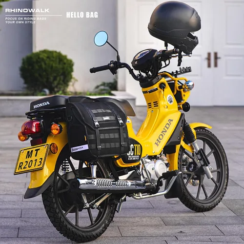 Miniatura 8 de Rhinowalk Alforja para motocicleta, 13 L, impermeable, bolsa de equipaje de liberación rápida para motocicleta de viaje (negro, 1 unidad)