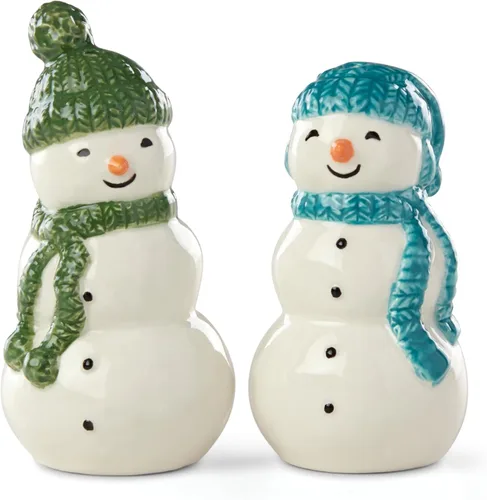 Lenox 895171 Balsam Lane - Juego de sal y pimienta de muñeco de nieve, 2 piezas, alojamiento navideño y festivo