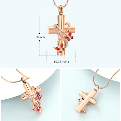 Miniatura 40 de Imrsanl Collar de urna de cruz de mariposa para cenizas, hombres y mujeres, joyería de cremación, colgante de cenizas para cenizas conmemorativas