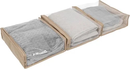 Miniatura 14 de Household Essentials Bolsas de almacenamiento para suéter con cremallera para debajo de la cama con panel de visión transparente, juego de 3