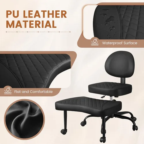 Miniatura 6 de Silla ergonómica de oficina con patas cruzadas con ruedas, sillas de meditación de altura ajustable para TDAH, yoga y trabajo de escritorio, asiento