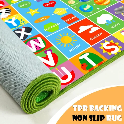 Miniatura 4 de Alfombra del alfabeto para niños, alfombra suave ABC para niños con parte trasera antideslizante, alfombra educativa para sala de juegos para niños