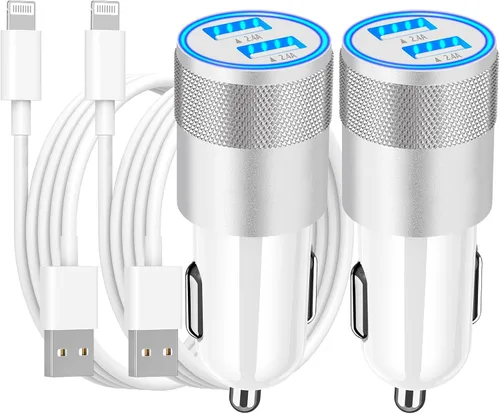 Miniatura 11 de Cargador rápido para automóvil con certificación MFi de Apple, paquete de 2 unidades de 4.8 A, cargador USB dual de 4.8 A, cargador Carplay USB