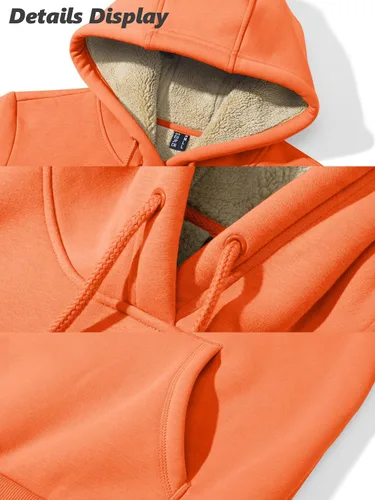 Miniatura 33 de MAGCOMSEN Sudaderas con capucha para mujer, con forro de sherpa, de vellón, para invierno, cálido, pesado, de algodón, con bolsillo
