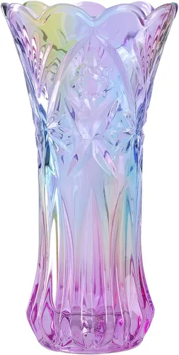 WHJY Florero colorido de cristal de 9 pulgadas para centros de mesa, fumar, arreglos florales, decoración del hogar, boda o regalo, forma de cola de