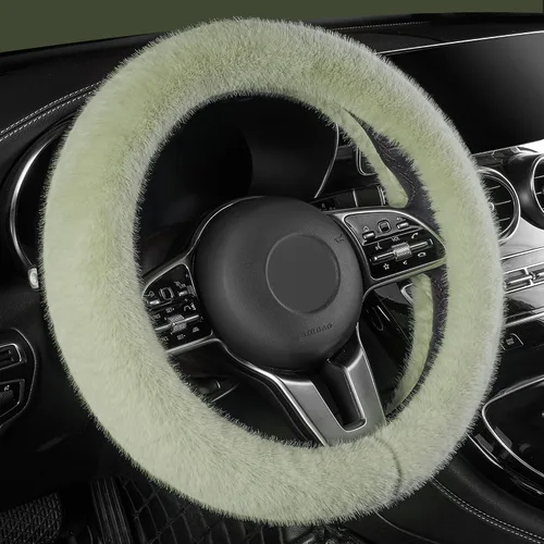 Miniatura 11 de LACDL Fundas mullidas de invierno para volante de automóvil, para mujer, cálida y bonita funda para volante de automóvil para sedán, SUV, súper Negro