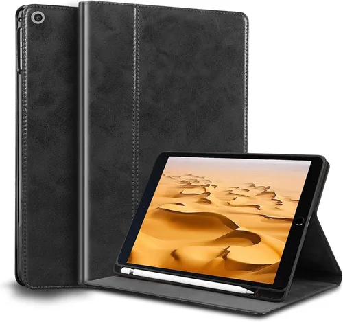 Miniatura 15 de Funda para iPad de 10.2 pulgadas, 9ª/8ª/7ª generación 2021/2020/2019, piel auténtica, función de encendido y apagado automático. Negro clásico