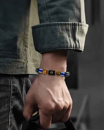 Miniatura 2 de Zodiac Triple Protection Bracelet Evil Eye Hematite Obsidian Tiger Eye Chakra Healing Crystal Bead for Men Women Good Luck Spiritual Jewelry