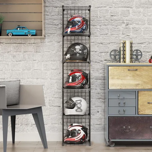 Caja organizadora de sombreros, estante para casco de motocicleta montado en el piso, moderna tienda comercial al por menor vitrina de