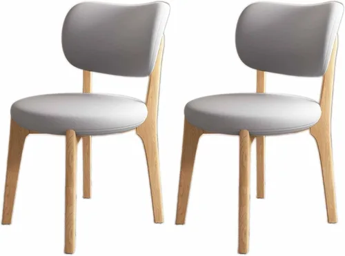 Miniatura 26 de Juego de sillas de comedor de madera modernas con respaldo curvado, sillas de cocina tapizadas con marco de madera, sillas laterales sin brazos