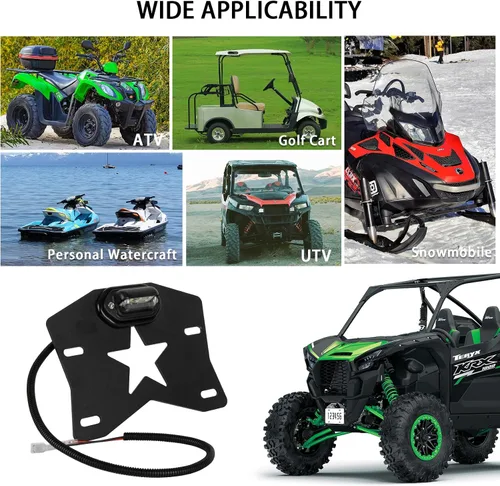 Miniatura 2 de Marco de soporte para matrícula ATV UTV con luz LED, universal para remolque, camión, RV, barco, carrito de golf, motos de nieve, SxS Ranger RZR