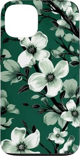 Miniatura 7 de White Dogwood Flower Pattern Green Black & White Case for iPhone 17