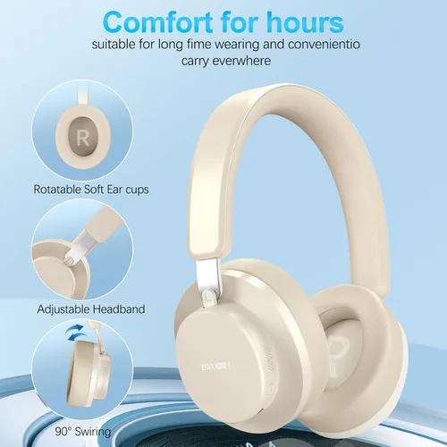 Miniatura 6 de Auriculares con Cancelación de Ruido Inalámbricos Bluetooth, Auriculares Bluetooth Sobre la Oreja con Micrófono, Auriculares Inalámbricos