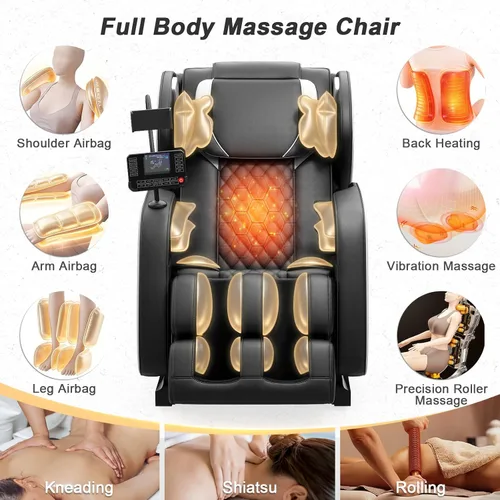 Miniatura 3 de Megashock SL Track 2026 Silla de masaje de cuerpo completo, silla de masaje de gravedad cero con calor trasero, 12 rodillos fijos, masaje de pies