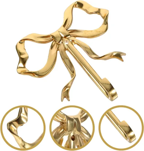 Miniatura 5 de Zerodeko Decoración de lazo dorado, ganchos de lazo para pared, dormitorio, abrigo, toalla para sombreros, abrigos, toallas y llaves, latón chapado