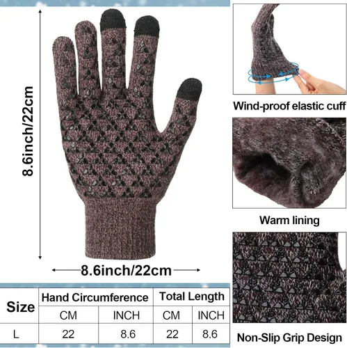 Miniatura 2 de Juego de 12 guantes de punto de invierno, térmicos, holgados, guantes de gel de silicona, guantes de gel de silicona, cálidos y gruesos, con forro