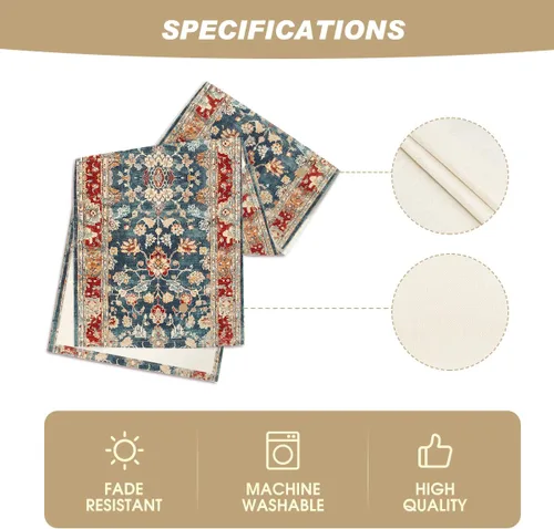 Miniatura 5 de Artoid Mode Camino de mesa estilo bohemio rojo, decoración mágica rústica de granja para cocina y comedor de otoño para decoración de fiesta