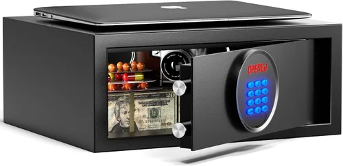 Miniatura 7 de KornerBatl Caja fuerte de hotel de 19.4 libras con contraseña del administrador, caja fuerte para el hogar con modo silencioso y LED, caja fuerte