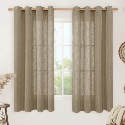 Miniatura 188 de LAMIT Cortinas de lino sintético para dormitorio, paneles filtrantes de luz, cortinas de lino con protección de privacidad con ojales para ventanas