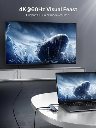 Miniatura 3 de Adaptador multipuerto USB C, DockteckExpand 7 en 1 tipo C Hub con HDMI 4K 60Hz, Ethernet de 1 Gbps, 100 W PD, 2 puertos USB 3.0, ranuras para 7 EN 1