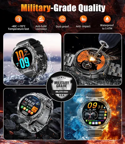 Miniatura 4 de LIGE Reloj inteligente para hombre, pantalla AMOLED de 1.6 pulgadas, batería de 600 mAh, relojes inteligentes impermeables de 5 ATM