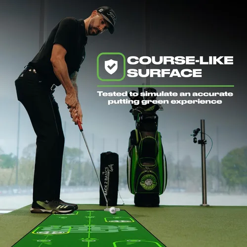 Miniatura 5 de Back 2 Basics Tapete de Putting de Golf de 10 pies - Green de Putting Interior Premium, Putting de Golf Realista para Entrenamiento - Tapete de Verde