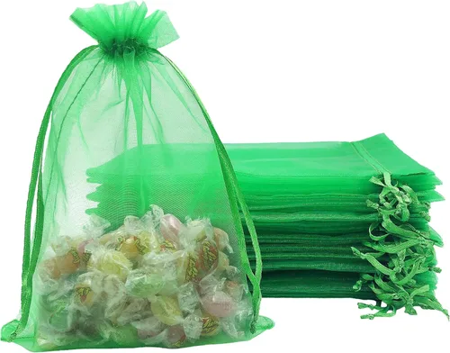 Miniatura 13 de Jexila - 100 bolsas de organza naranja de 5 x 7 pulgadas con cordón para calabazas de Halloween, bolsas de regalo para niños, bolsas de dulces