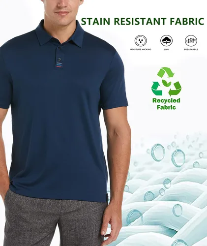 Miniatura 4 de V VALANCH Polo de golf de manga corta para hombre, estilo casual, con cuello que absorbe la humedad