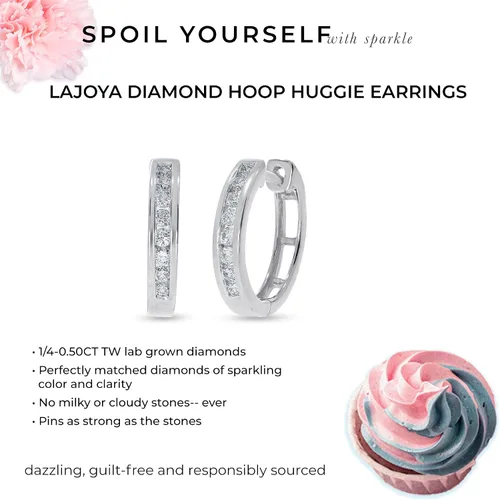 Miniatura 4 de Aretes de aro de diamantes cultivados en laboratorio para mujer, aretes de aro chapados en oro TW de 14-12 CT Joyas de diamantes brillantes GH VSSI