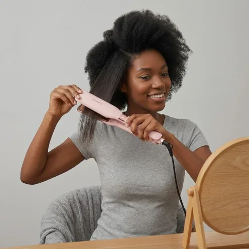 Miniatura 6 de Rozamor Plancha plana de titanio de 1.7 pulgadas de ancho con calor instantáneo para todo tipo de cabello, plancha plana de doble voltaje